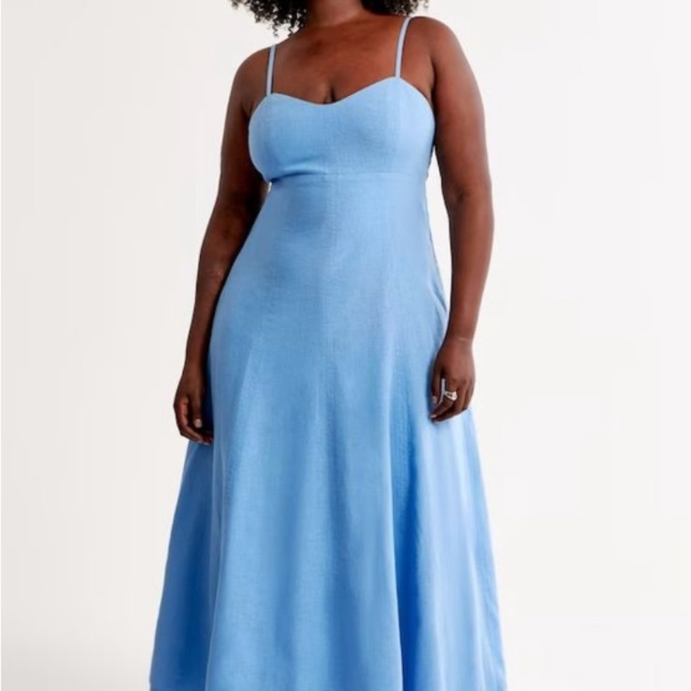 Abercrombie & Fitch Light Blue Linen Maxi Dress